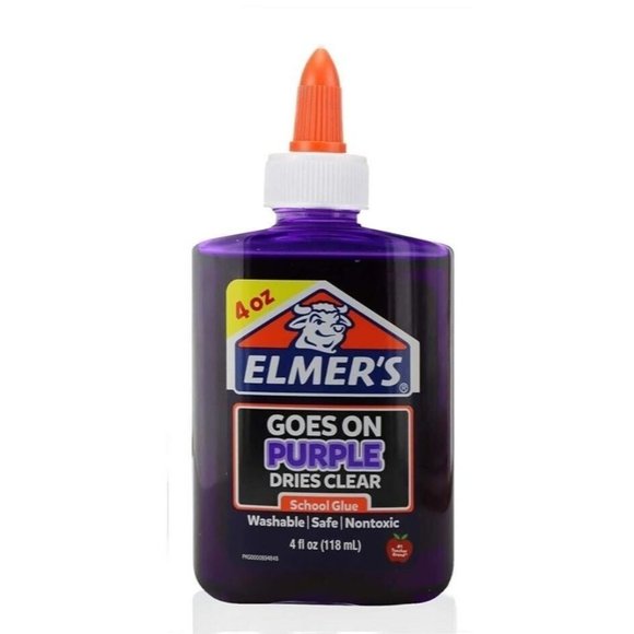 Elmers Washable Nontoxic Safe School Glue Goes on Purple Dries Clear 4oz Squeeze - Picture 7 of 7